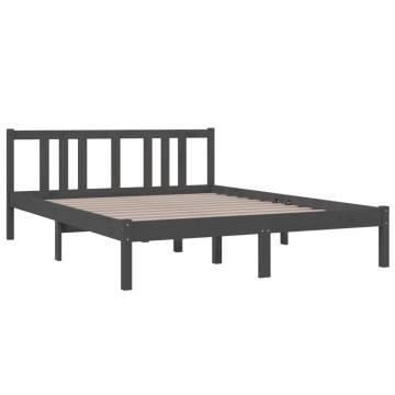 Grey Solid Wood Bed Frame 140x190 cm | Hipo Market