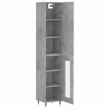 Stylish Highboard in Concrete Grey - Durable Engineered Wood