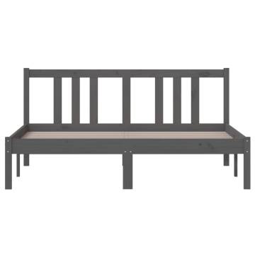 Grey Solid Wood Bed Frame 140x190 cm | Hipo Market