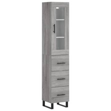 Stylish Grey Sonoma Highboard | 34.5x34x180 cm Engineered Wood