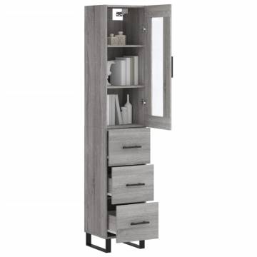 Stylish Grey Sonoma Highboard | 34.5x34x180 cm Engineered Wood