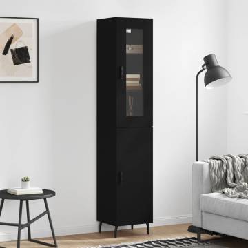 Elegant Highboard in Black - 34.5x34x180 cm Engineered Wood