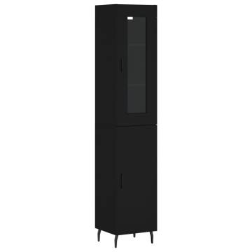 Elegant Highboard in Black - 34.5x34x180 cm Engineered Wood