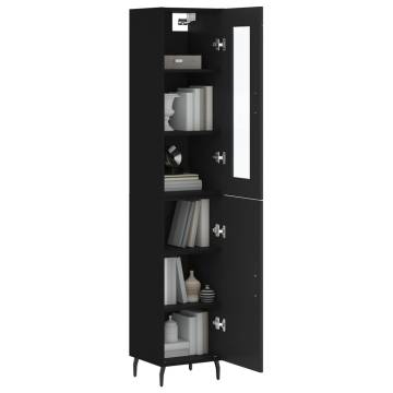 Elegant Highboard in Black - 34.5x34x180 cm Engineered Wood