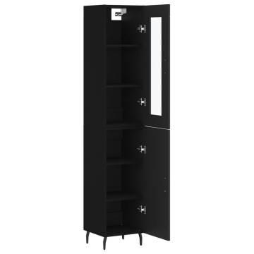 Elegant Highboard in Black - 34.5x34x180 cm Engineered Wood