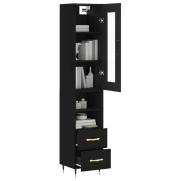 Stylish Highboard in Black - 34.5x34x180 cm Engineered Wood