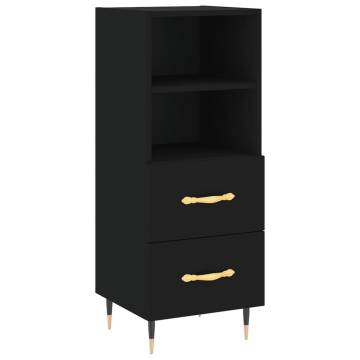 Stylish Highboard in Black - 34.5x34x180 cm Engineered Wood