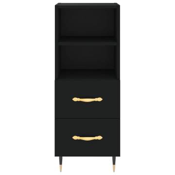 Stylish Highboard in Black - 34.5x34x180 cm Engineered Wood