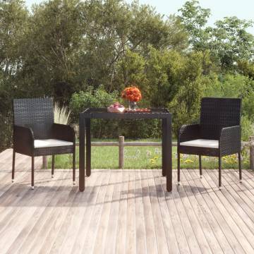 Garden Table with Glass Top Black 90x90 cm | Hipomarket UK