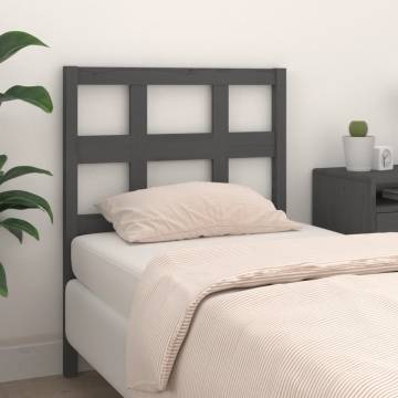 Grey Bed Headboard | Solid Pine Wood | 95.5x4x100 cm