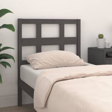 Grey Bed Headboard | Solid Pine Wood | 95.5x4x100 cm