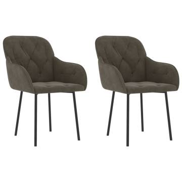 Elegant Dark Grey Velvet Dining Chairs - 2 pcs Set