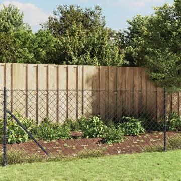 Durable Anthracite Chain Link Fence 0.8x25m with Spike Anchors