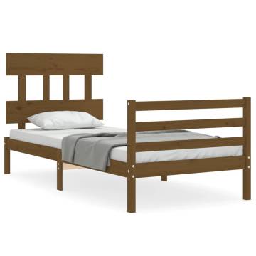 Bed Frame with Headboard Honey Brown 90x200 cm - Solid Wood