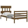 Bed Frame with Headboard Honey Brown 90x200 cm - Solid Wood