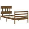 Bed Frame with Headboard Honey Brown 90x200 cm - Solid Wood