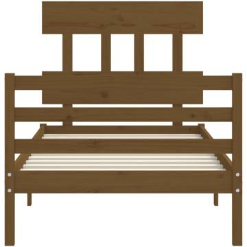 Bed Frame with Headboard Honey Brown 90x200 cm - Solid Wood