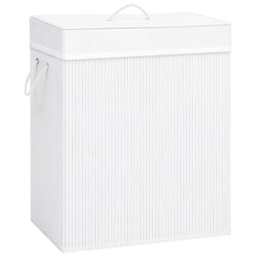 Bamboo Laundry Basket White 83 L - Stylish & Functional