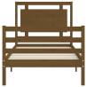 Honey Brown Bed Frame with Headboard - 90x200 cm Solid Wood