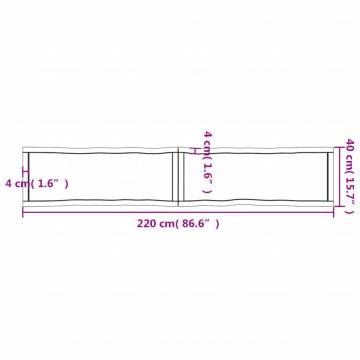 Light Brown Solid Wood Table Top - 220x40cm Live Edge