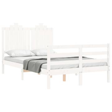 White Bed Frame with Headboard - 120x200 cm Solid Wood