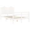 White Bed Frame with Headboard - 120x200 cm Solid Wood