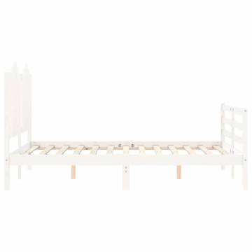 White Bed Frame with Headboard - 120x200 cm Solid Wood