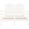 White Bed Frame with Headboard - 120x200 cm Solid Wood