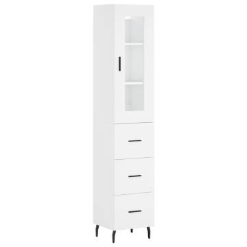 Elegant Highboard in White - 34.5x34x180 cm Engineered Wood