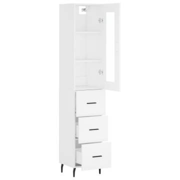 Elegant Highboard in White - 34.5x34x180 cm Engineered Wood