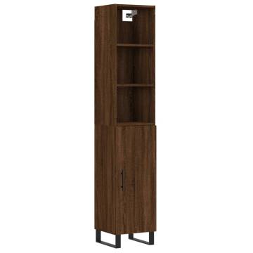 Stylish Highboard Brown Oak - 34.5x34x180 cm Engineered Wood