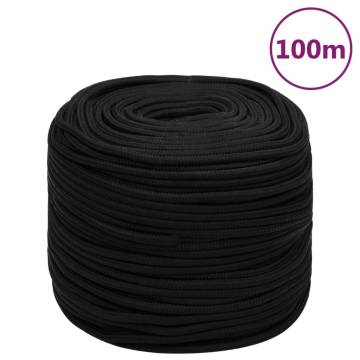 Durable 6mm Work Rope - 100m Black Polyester | Hipo Market