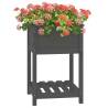 Grey Solid Wood Pine Planter with Shelf - 54x54x81 cm