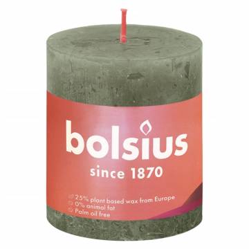 Bolsius Rustic Pillar Candles - Fresh Olive 4 pcs | HipoMarket