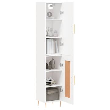 Stylish Highboard White - 34.5x34x180 cm Engineered Wood