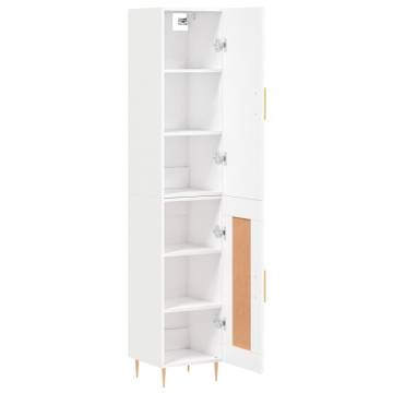 Stylish Highboard White - 34.5x34x180 cm Engineered Wood