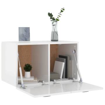 High Gloss White Wall Cabinet - Scandinavian Style | HipoMarket