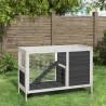 Rabbit Hutch Grey 103x44x69.5 cm - Solid Pine Wood