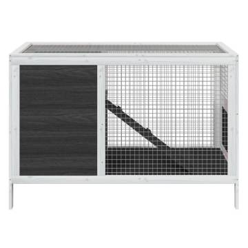 Rabbit Hutch Grey 103x44x69.5 cm - Solid Pine Wood