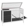 Rabbit Hutch Grey 103x44x69.5 cm - Solid Pine Wood