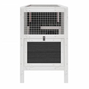 Rabbit Hutch Grey 103x44x69.5 cm - Solid Pine Wood