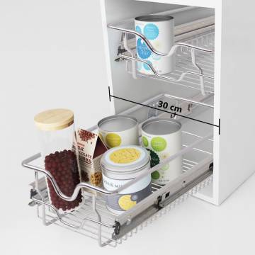 Pull-Out Wire Baskets 2 pcs - Silver Kitchen Storage