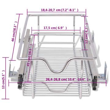 Pull-Out Wire Baskets 2 pcs - Silver Kitchen Storage