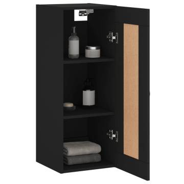 Wall Mounted Black Cabinet | 34.5x34x90 cm | Stylish Storage