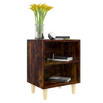 Bed Cabinets with Solid Wood Legs - Smoked Oak | HipoMarket