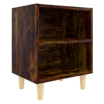 Bed Cabinets with Solid Wood Legs - Smoked Oak | HipoMarket