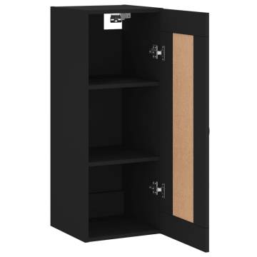 Wall Mounted Black Cabinet | 34.5x34x90 cm | Stylish Storage