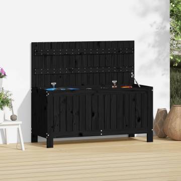 Garden Storage Box Black - Solid Pine Wood, 108x42.5x54 cm