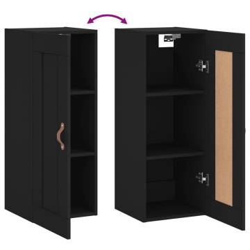 Wall Mounted Black Cabinet | 34.5x34x90 cm | Stylish Storage