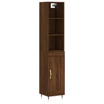 Stylish Highboard in Brown Oak - 34.5x34x180 cm